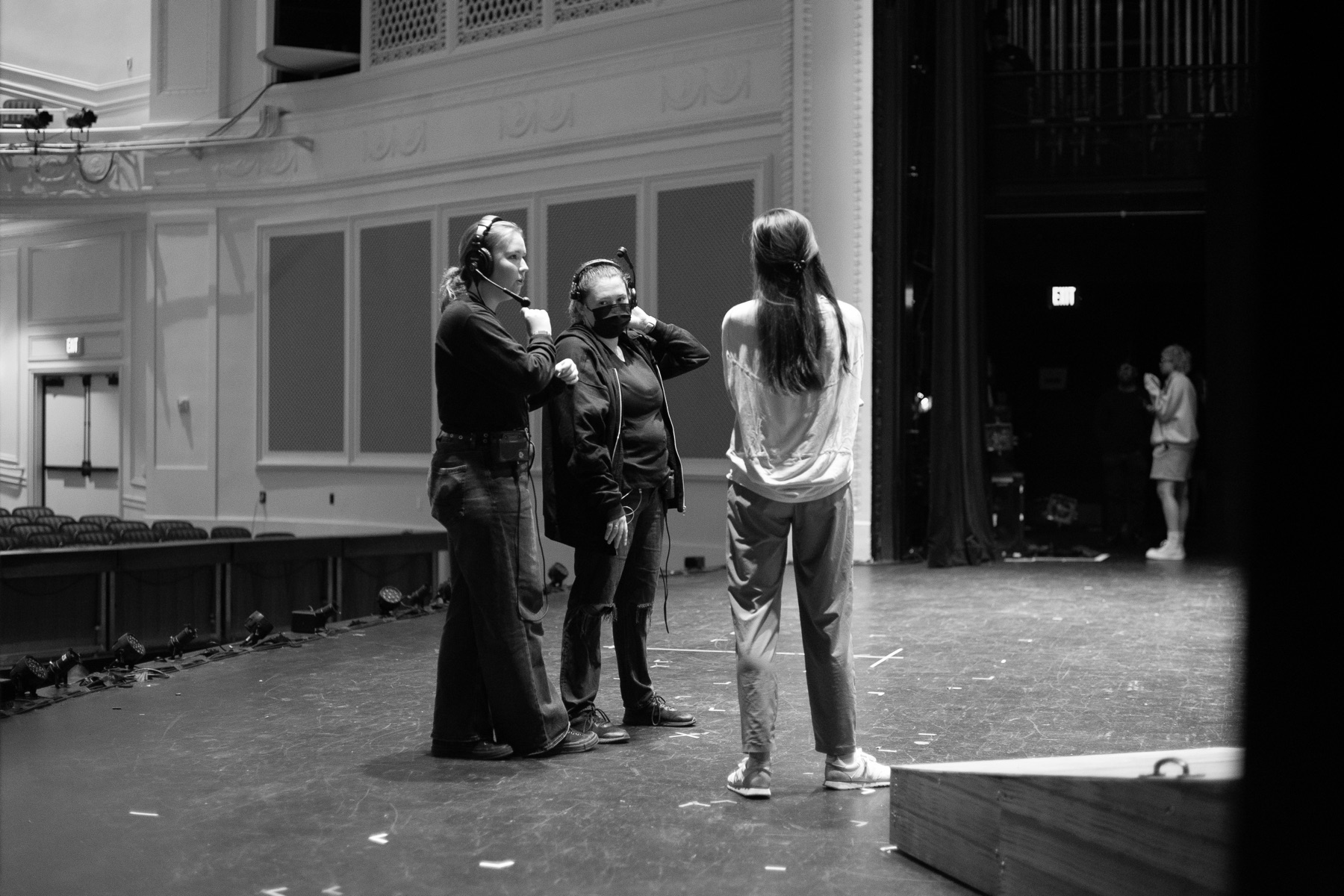 Rehearsal on the Sweeney Todd set at UNCG Auditorium